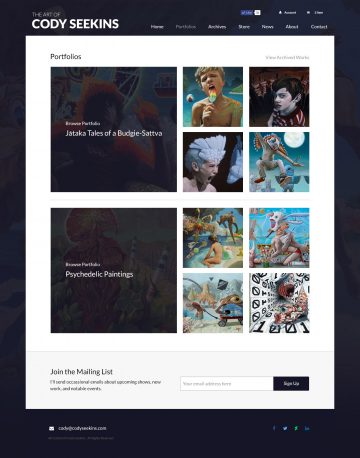 codyseekins.com portfolios page design