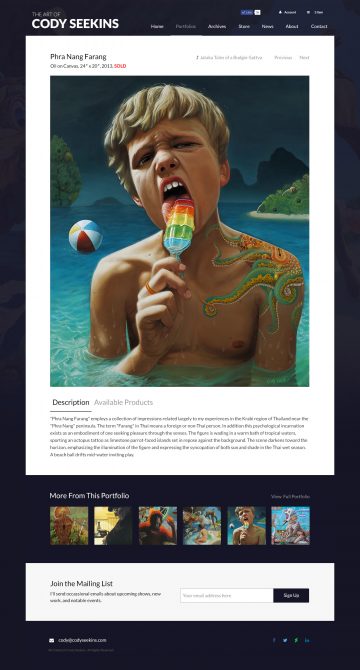 codyseekins.com single work page design