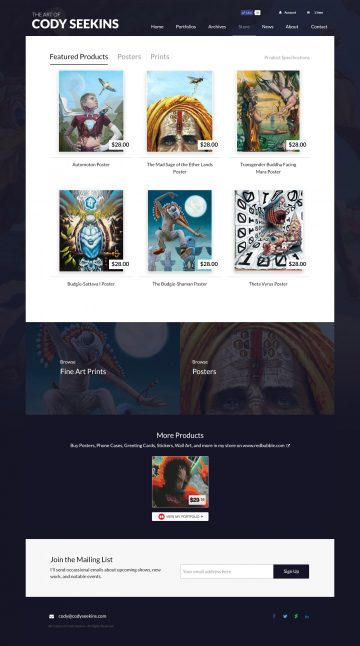 codyseekins.com store page design