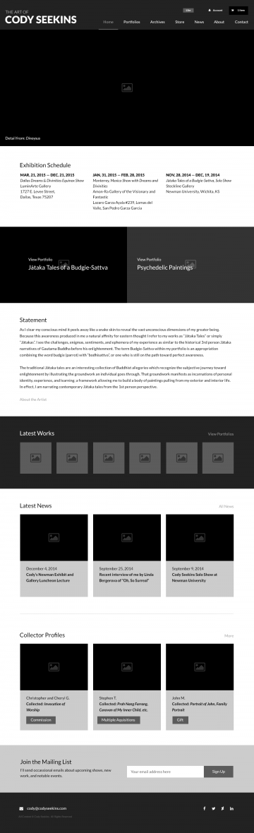 CodySeekins.com homepage wireframe