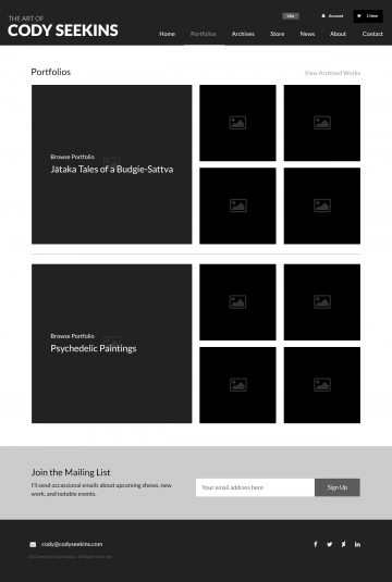 CodySeekins.com portfolios page wireframe