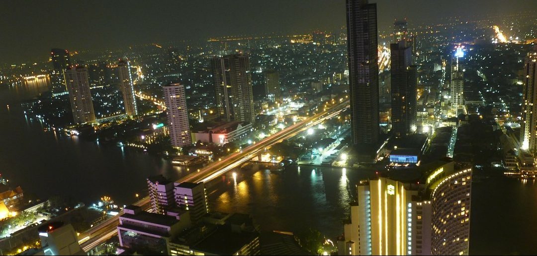 Bangkok skyline over the Chao Phraya River