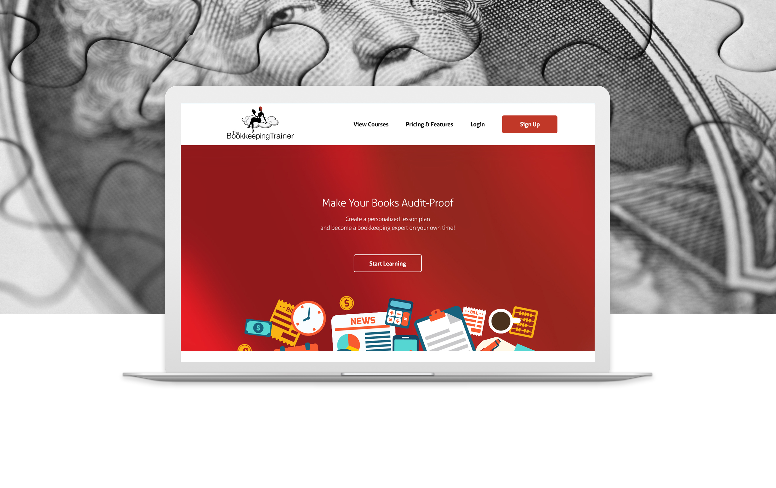 The Coaching Redhead home page shown in laptop