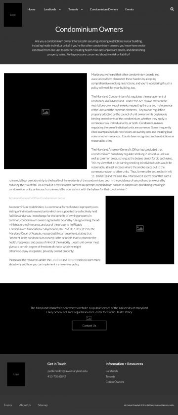mdsmokefreeapartments.org Condo Owners page wireframe