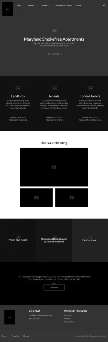 mdsmokefreeapartments.org home page wireframe