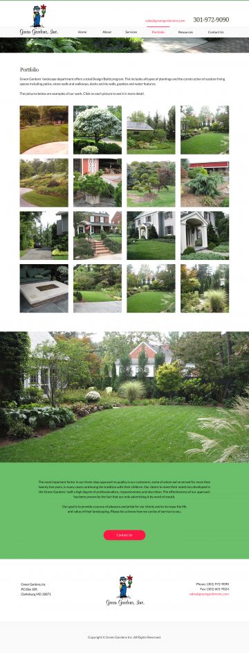 greengardensinc.com portfolio page design