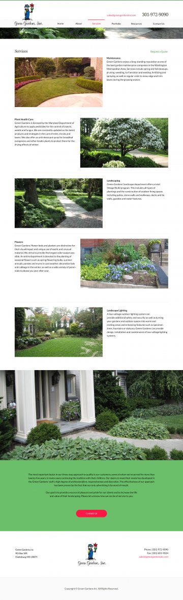 greengardensinc.com services page design