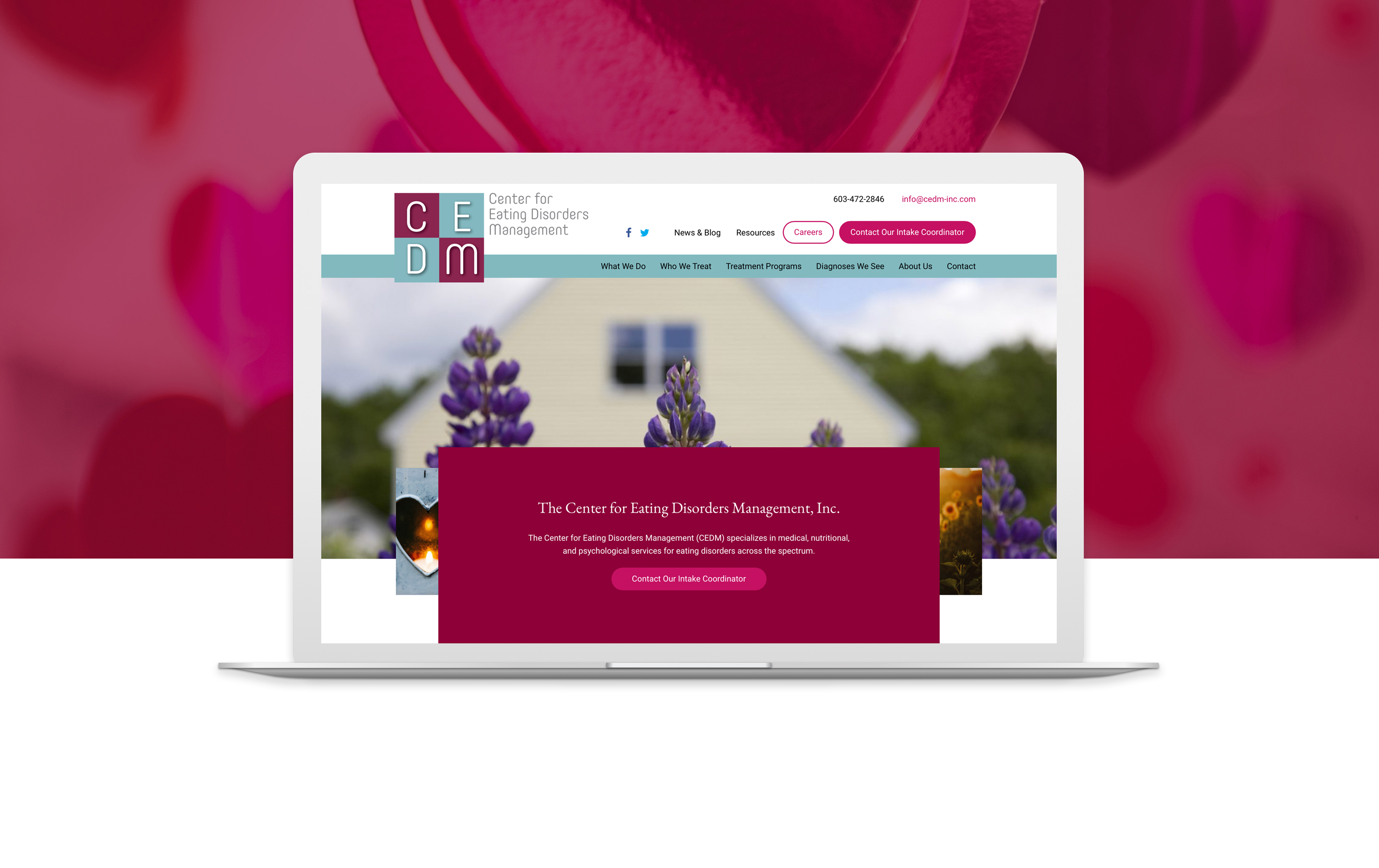 cedm-inc.com home page shown in laptop