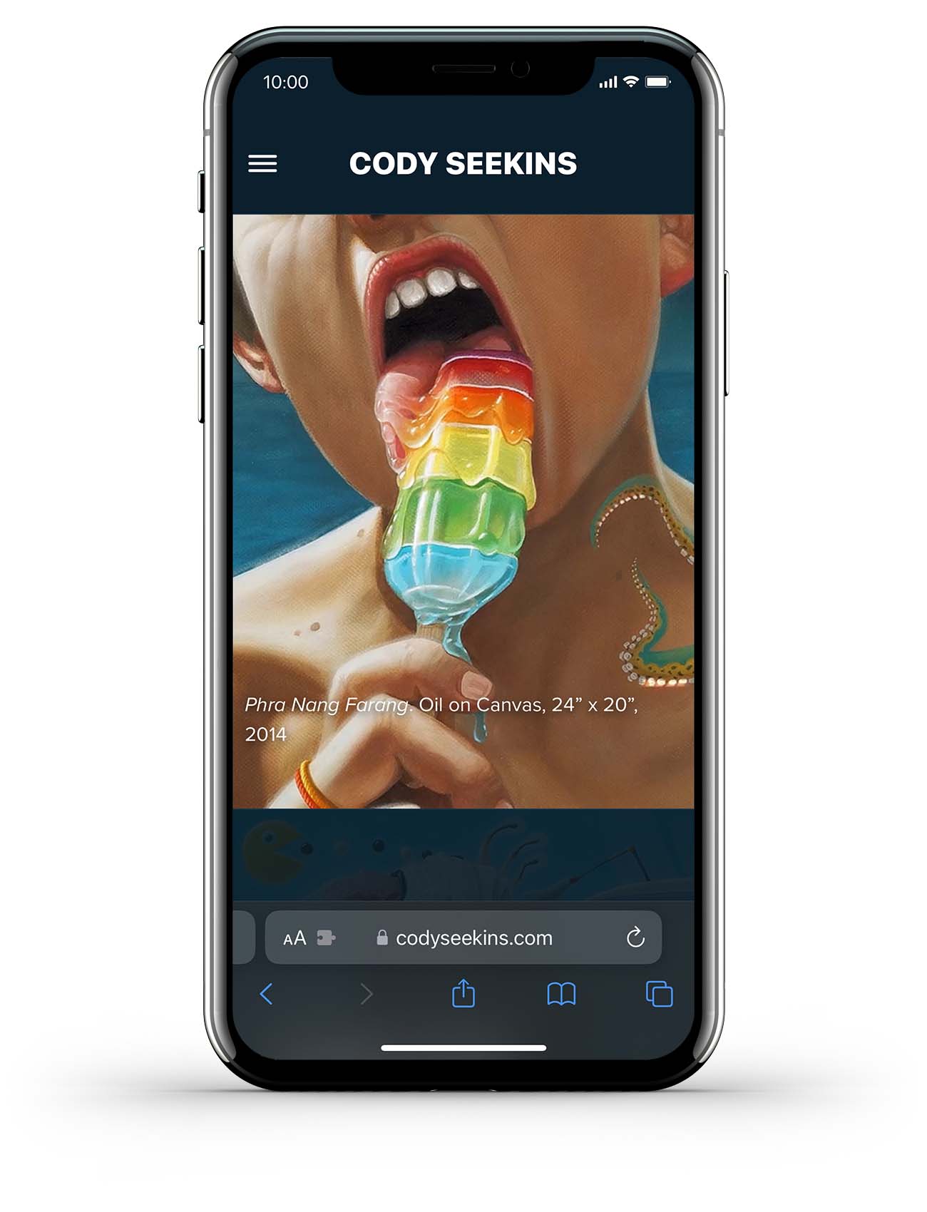 iphone with the codyseekins.com mobile homepage