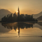 mystic sunrise at lake bed with duck