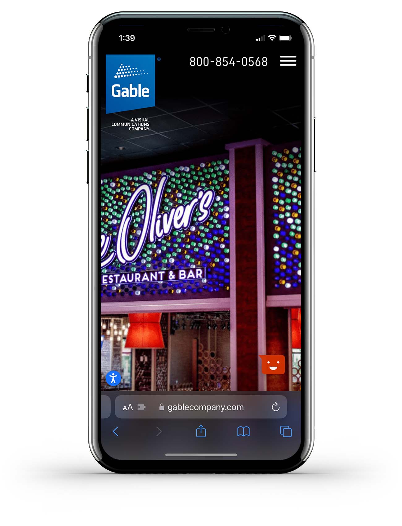 iphone with the gablecompany.com mobile homepage